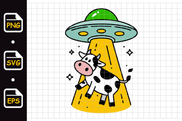 Download Cartoon Cow Abduction by UFO Colorful - Colorful Collection