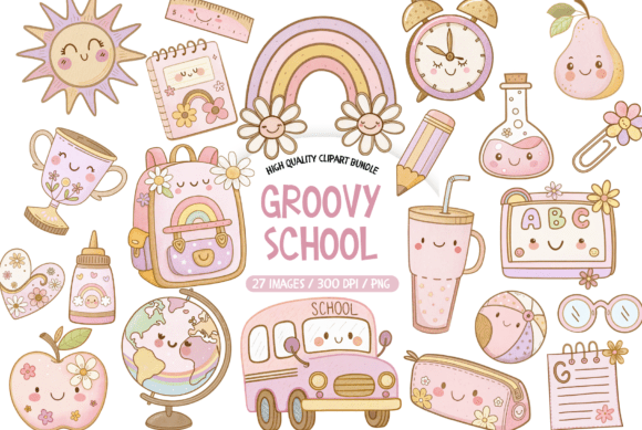 Download Groovy School Clipart Bundle - Bundle Collection