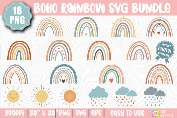 Download BOHO RAINBOW SVG BUNDLE - PNG- SVG - EPS - Bundle Collection