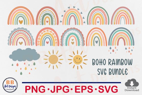 Download Boho Rainbow SVG Bundle, Rainbow Clipart - Bundle Collection
