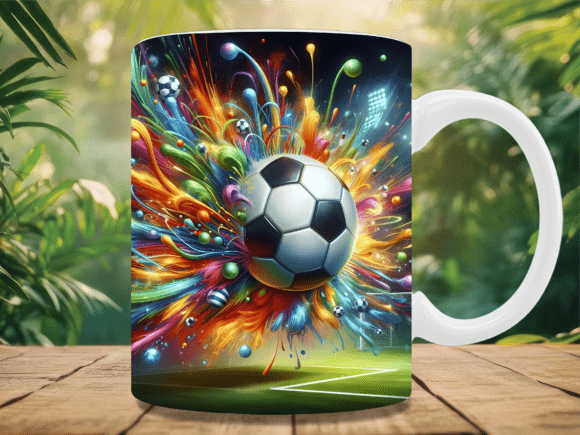 Download Colorful Fire Soccer Ball Mug Wrap - Colorful Collection