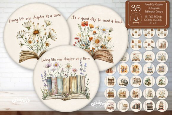 Download Book Round Coaster Sublimation Bundle - Bundle Collection