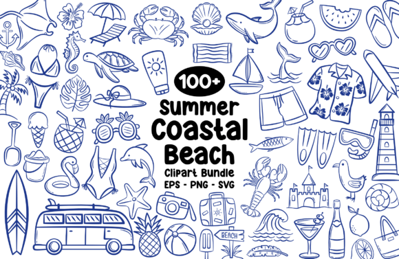 Download Summer Coastal Beach Clipart Bundle SVG - Bundle Collection