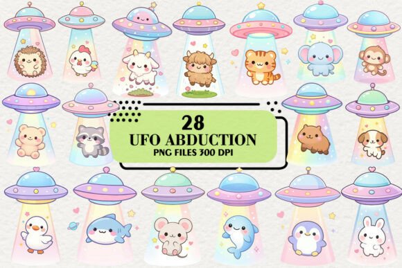 Download Kawaii UFO Abduction Clipart Bundle - Bundle Collection