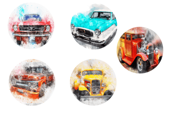 Download Vintage Car Coasters Round Bundle - Bundle Collection