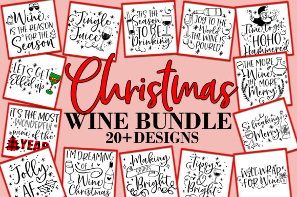 Download Christmas Wine Bundle SVG Design Bundle - Bundle Collection
