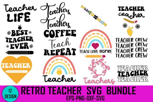Download Teacher Retro SVG Design Bundle - Bundle Collection