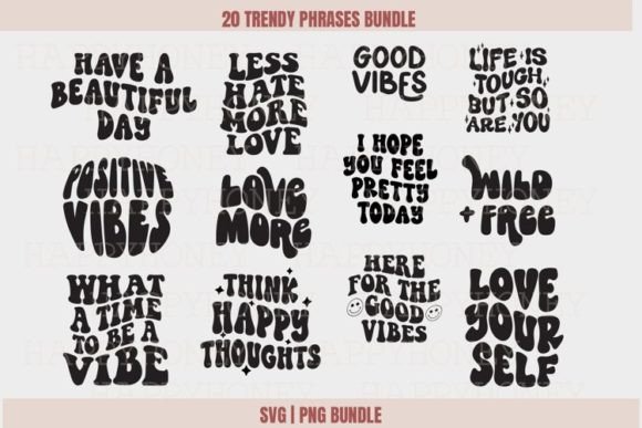 Download Positive Vibes Svg Bundle Trendy Phrase - Bundle Collection