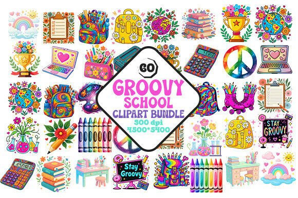 Download Mega Groovy Back to School PNG Bundle - Bundle Collection