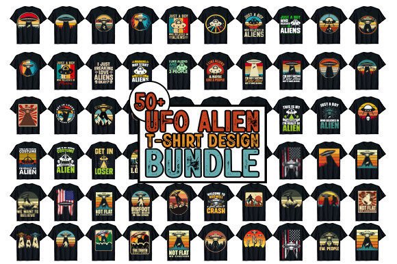 Download Vintage UFO Alien T-shirt Design Bundle - Bundle Collection