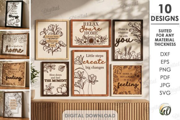 Download Wooden Home Decor Bundle Laser Cut - Bundle Collection