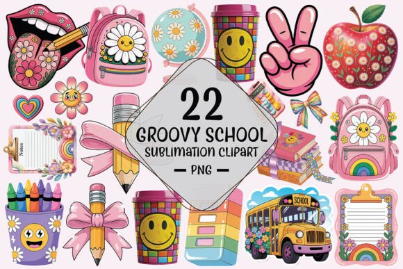 Download Groovy School Sublimation Clipart Bundle - Bundle Collection
