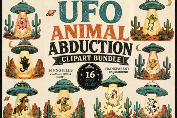 Download UFO Animal Abduction Clipart Bundle - Bundle Collection