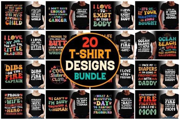 Download Groovy Wavy T-Shirt Designs Bundle - Bundle Collection
