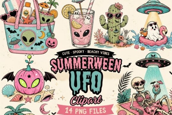 Download Summerween UFO Clipart Bundle | 14 PNG - Bundle Collection