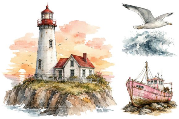 Download Watercolor Beach Clipart Bundle - Bundle Collection