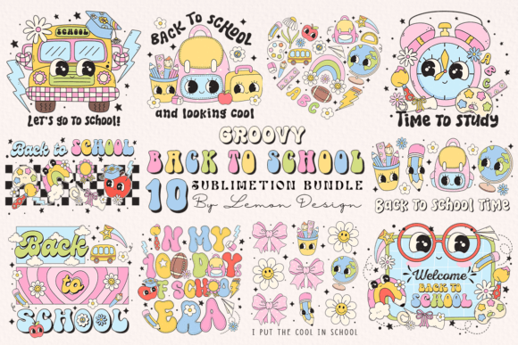 Download Groovy Back to School PNG Bundle - Bundle Collection