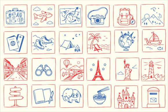 Download Travel Doodle Stamp Clipart Bundle SVG - Bundle Collection