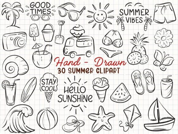 Download Summer Svg Bundle Beach Clipart Doodle - Bundle Collection