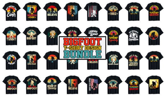 Download Sasquatch Bigfoot T-Shirt Designs Bundle - Bundle Collection